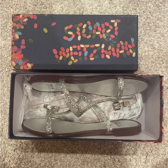 Stuart Weitzman glitter sandals size 9W - Picture 1 of 4